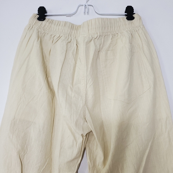 Sir 7 Studio Womens Flax Cotton Pull On Elastic Waist Pants Size M beige Stretch - Picture 11 of 12